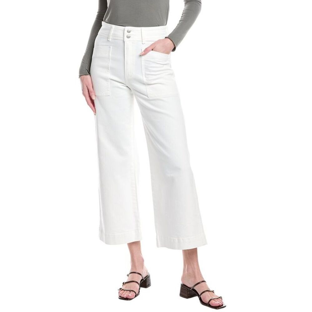 Joe's Jeans White Wide-Leg Cropped Jeans